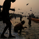 Devotees take a holy dip at Sangam, the confluence of the Ganga, Yamuna, and Saraswati rivers.